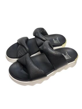 Sorel Black Slide Platform Sandals | 10